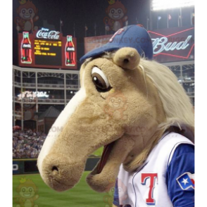 Disfraz de mascota BIGGYMONKEY™ Tan Horse en ropa deportiva - Mascotas de caballo - BIGGYMONKEY_0895 - BiggyMonkey.com