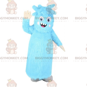 Furry Blue Monster BIGGYMONKEY™ maskottiasu. Kaikki karvainen