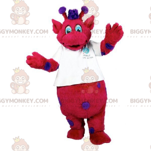 BIGGYMONKEY™ Maskottchenkostüm Rot-lila Monster mit Antennen -