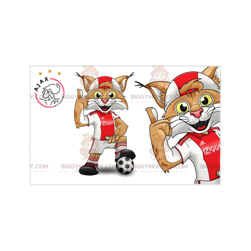 Brown and White Lynx BIGGYMONKEY™ Mascot Costume With