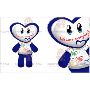 BIGGYMONKEY™ Mascot Costume Blue and White Snowman with Heart