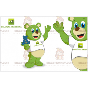 Traje de mascote BIGGYMONKEY™ de ursinho de pelúcia verde com