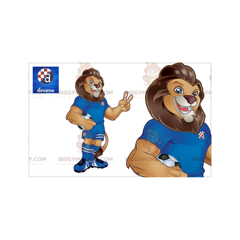 BIGGYMONKEY™ Mascottekostuum Zeer gespierde bruine leeuw in