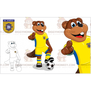 Disfraz de mascota BIGGYMONKEY™ Castor marrón en ropa deportiva