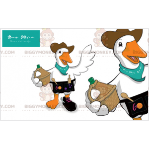 Duck Goose BIGGYMONKEY™ Mascot Costume with Hat and Utensils -
