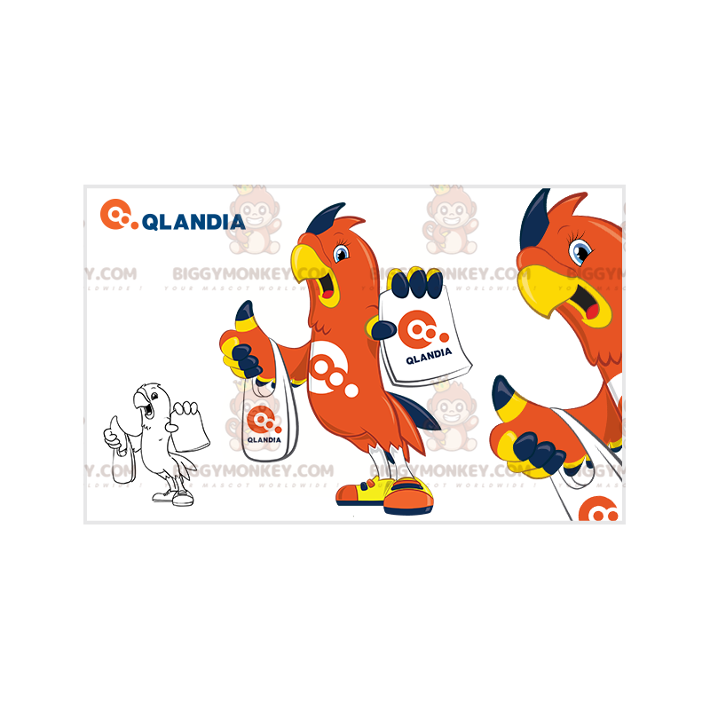 BIGGYMONKEY™ Orange Blue and Yellow Bird Parrot Mascot Costume BIGGYMONKEY™ Orange Blue and Yellow Bird Parrot Mascot Costume