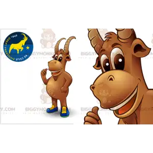 BIGGYMONKEY™ Mascot Costume Brown Goat Chamois with Horns –