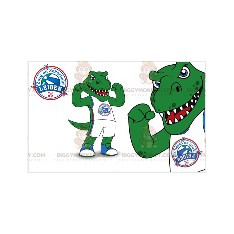 Kova ja uhkaava vihreä dinosaurus BIGGYMONKEY™ maskottiasu - Kova ja uhkaava vihreä dinosaurus BIGGYMONKEY™ maskottiasu -