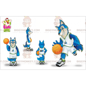 Fato de mascote BIGGYMONKEY™ de lobo com roupa de basquetebol.