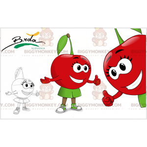 Costume da mascotte BIGGYMONKEY™ rosso e verde ciliegia molto