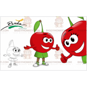 Costume da mascotte BIGGYMONKEY™ rosso e verde ciliegia molto