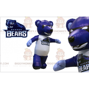 Costume de mascotte BIGGYMONKEY™ d'ours bleu noir et blanc
