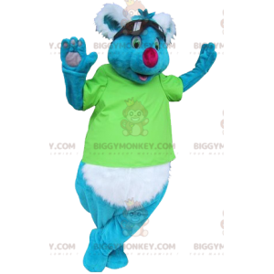BIGGYMONKEY™ Sinivalkoinen Koala-maskottiasu aurinkolaseilla -