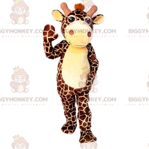 Costume mascotte BIGGYMONKEY™ giraffa gigante marrone e gialla