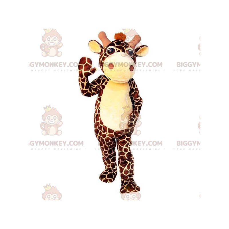 Traje de mascote gigante marrom e amarelo girafa BIGGYMONKEY™ – Traje de mascote gigante marrom e amarelo girafa BIGGYMONKEY™ –