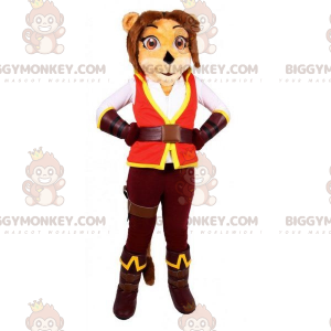 BIGGYMONKEY™ Katzen-Tigerin-Maskottchen-Kostüm als Abenteurer