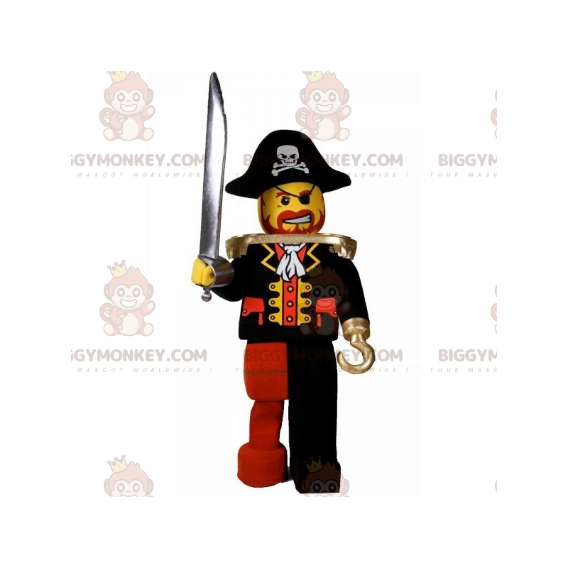 Costume de mascotte BIGGYMONKEY™ de Lego habillé en pirate avec Costume de mascotte BIGGYMONKEY™ de Lego habillé en pirate avec