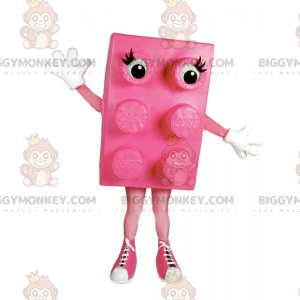 Costume de mascotte BIGGYMONKEY™ de pièce de Lego rose jeu de