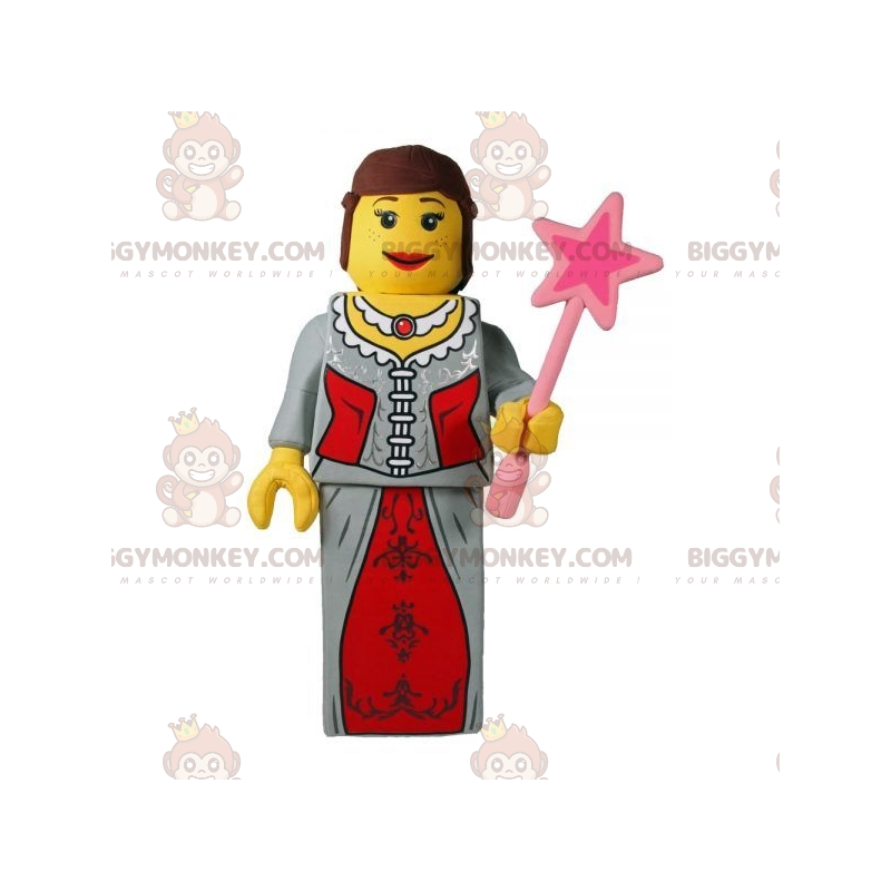 Lego BIGGYMONKEY™ Mascot Costume Dressed As Fairy Princess With Lego BIGGYMONKEY™ Mascot Costume Dressed As Fairy Princess With