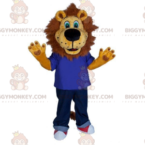 Brauner Löwe mit großem Kopf BIGGYMONKEY™ Maskottchen-Kostüm -