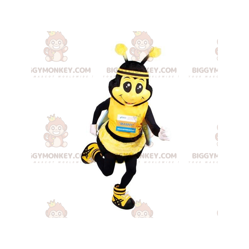 Traje de mascote BIGGYMONKEY™ de abelha gigante amarela e