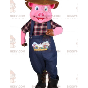 BIGGYMONKEY™ Pink Pig -maskottiasu, joka on pukeutunut