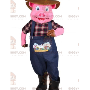 Costume de mascotte BIGGYMONKEY™ de cochon rose habillé en