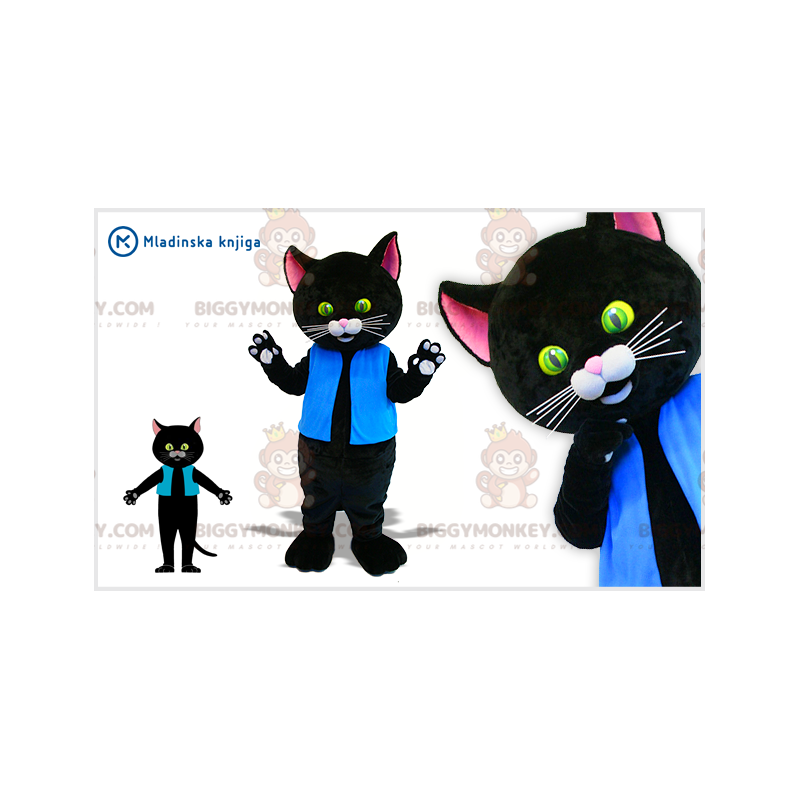 Traje de mascote BIGGYMONKEY™ Gato preto gigante com lindos