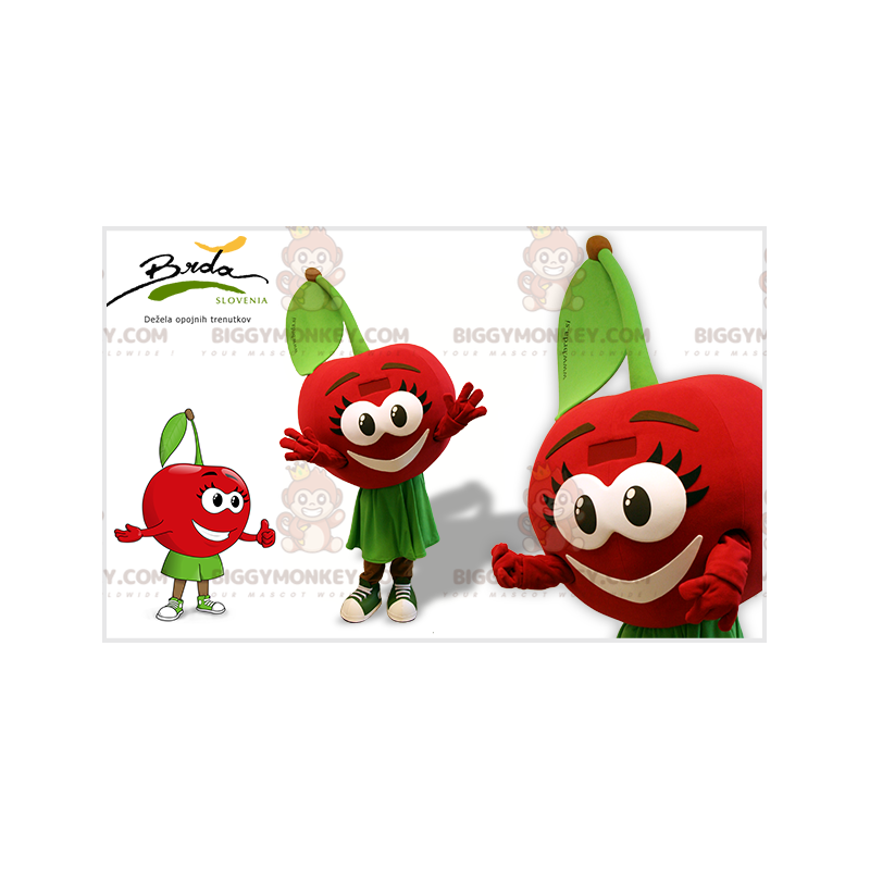 Πολύ θηλυκή Κόκκινη και Πράσινη Στολή Μασκότ Cherry