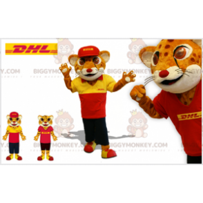Mascottekostuum met oranje en witte luipaardtijger BIGGYMONKEY™