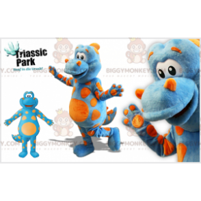  Costume da dinosauro gigante blu e arancione BIGGYMONKEY™ - Mascotte di dinosauri - BIGGYMONKEY_07530 - BiggyMonkey.com