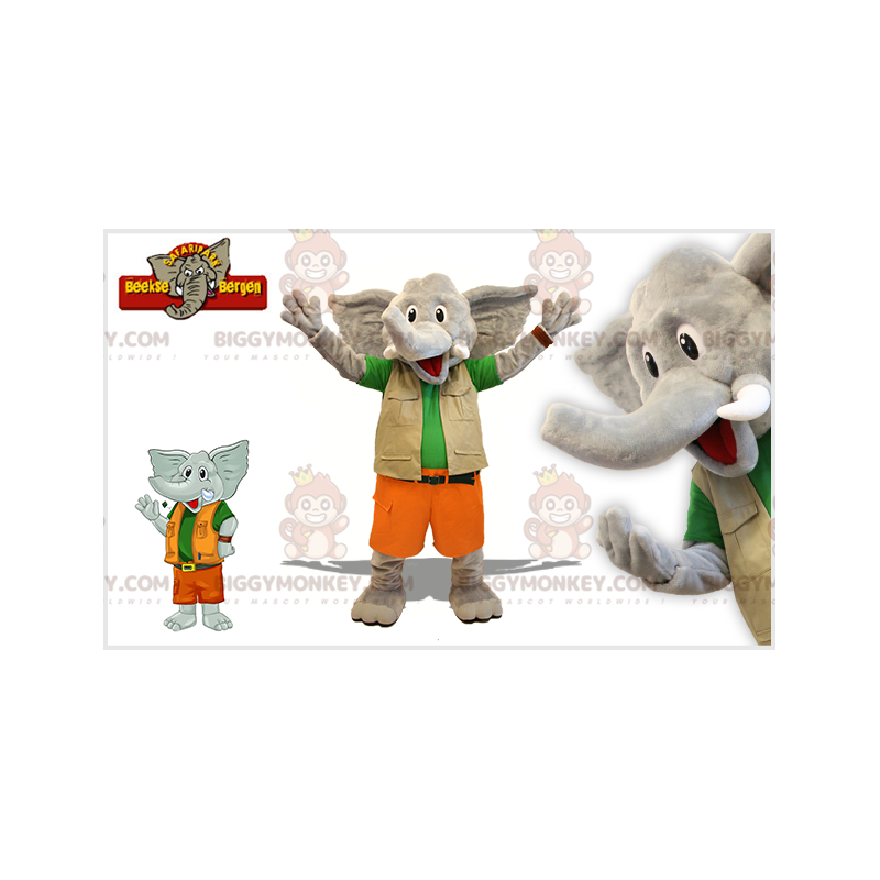 BIGGYMONKEY™ Costume da mascotte Elefante grigio in costume da BIGGYMONKEY™ Costume da mascotte Elefante grigio in costume da