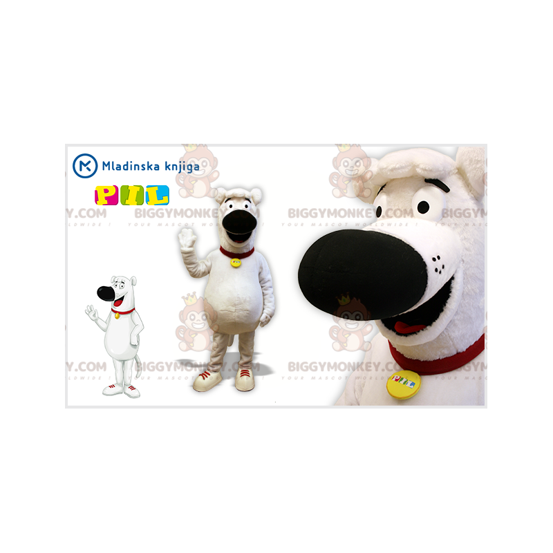 Cute Plump White & Black Dog BIGGYMONKEY™ Mascot Costume -