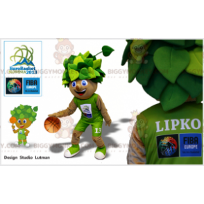 Snowman Tree with Leaves on Head BIGGYMONKEY™ Mascot Costume -
