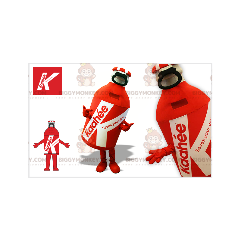 Kostium maskotka gigantyczna czerwono-biała puszka BIGGYMONKEY™ Kostium maskotka gigantyczna czerwono-biała puszka BIGGYMONKEY™