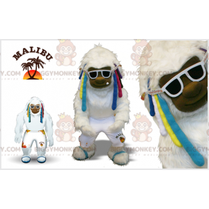 White Yeti BIGGYMONKEY™ Mascot Costume with Color Locks -