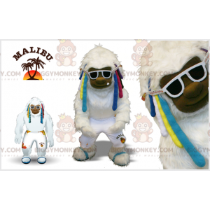 Λευκή στολή μασκότ Yeti BIGGYMONKEY™ με έγχρωμες κλειδαριές -