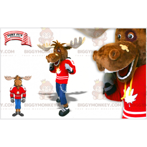 BIGGYMONKEY™ Caribou Hockey Player Mascot Costume. Moose
