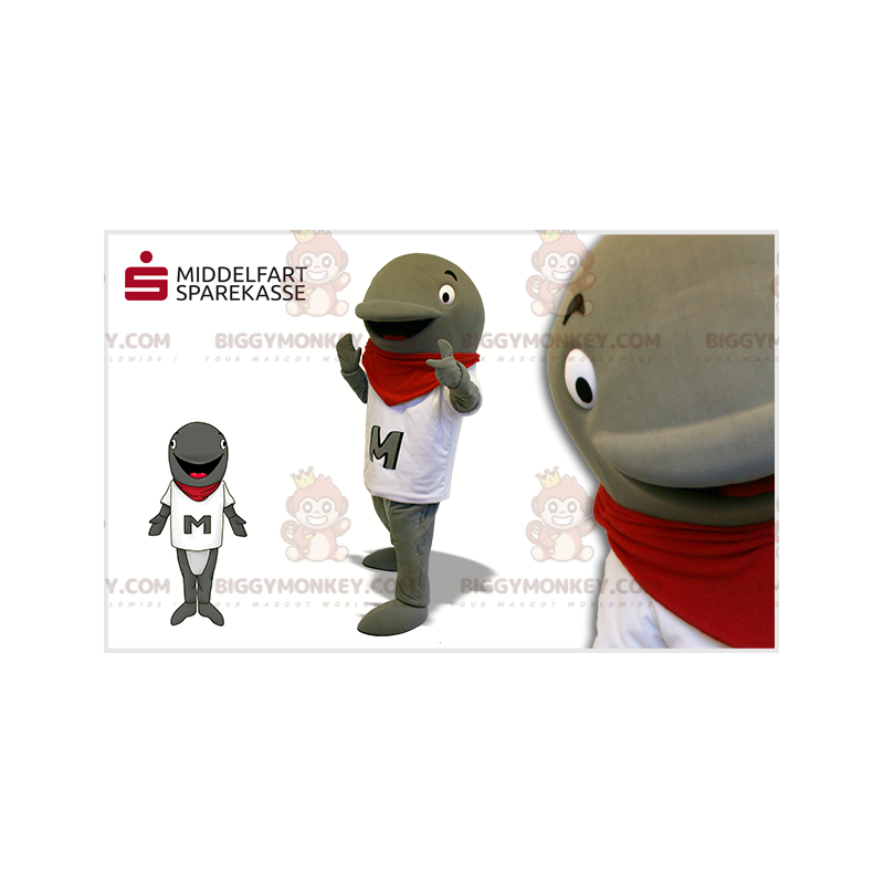 Costume da mascotte delfino grigio BIGGYMONKEY™ con t-shirt Costume da mascotte delfino grigio BIGGYMONKEY™ con t-shirt