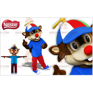 Bruin en beige eekhoorn BIGGYMONKEY™ mascottekostuum met pet -