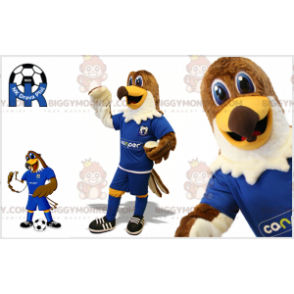 Kostým maskota BIGGYMONKEY™ Hnědobílý Eagle ve fotbalovém