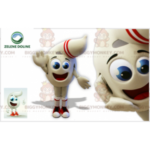 Riesiger weißer Blob-Schneemann BIGGYMONKEY™ Maskottchen-Kostüm