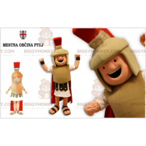 Στολή μασκότ Gladiator BIGGYMONKEY™ ντυμένη με μπεζ και κόκκινο