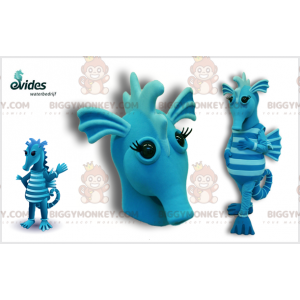 Μπλε και γαλάζιο κοστούμι μασκότ BIGGYMONKEY™ Seahorse. Στολή