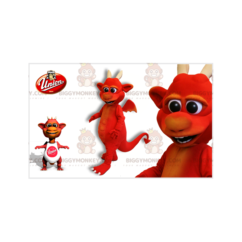 BIGGYMONKEY™ Maskotkostume Rød Imp Djævel med horn - BIGGYMONKEY™ Maskotkostume Rød Imp Djævel med horn -