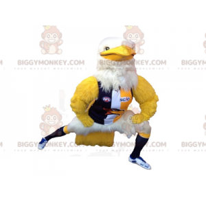 Στολή μασκότ Muscle White & Yellow Eagle BIGGYMONKEY™ σε αθλητικά ρούχα - Αθλητική μασκότ - BIGGYMONKEY_07578 - BiggyMonkey.com