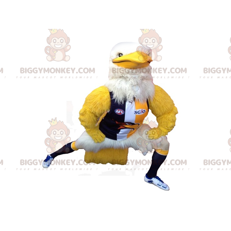 Kostým žlutobílého maskota BIGGYMONKEY™ se sportovním oblečením - Sportovní maskot - BIGGYMONKEY_07580 - BiggyMonkey.com