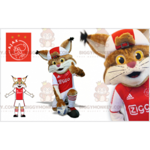 BIGGYMONKEY™ Mascot Costume of Brown and White Lynx in