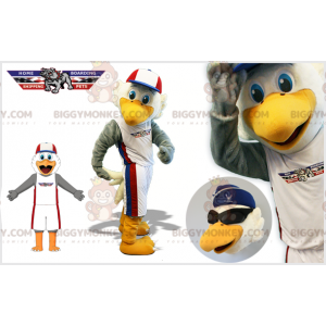 BIGGYMONKEY™ Mascot Costume Gray and White Eagle In Sportswear
