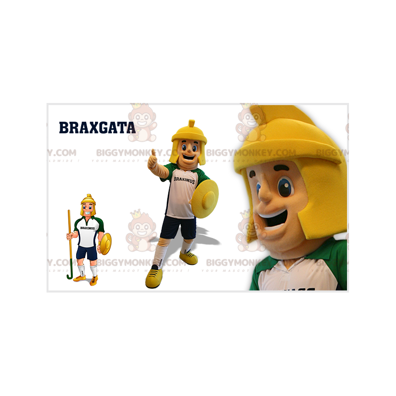 Traje de mascote soldado gladiador BIGGYMONKEY™ com capacete e Traje de mascote soldado gladiador BIGGYMONKEY™ com capacete e